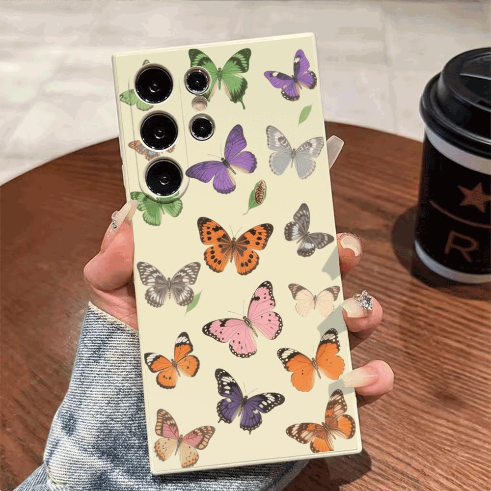 Colorful Butterfly Pattern Phone Case for Samsung Galaxy S25 S24 Ultra S23 S22 S21 S20 FE Plus Soft TPU Protection Cover