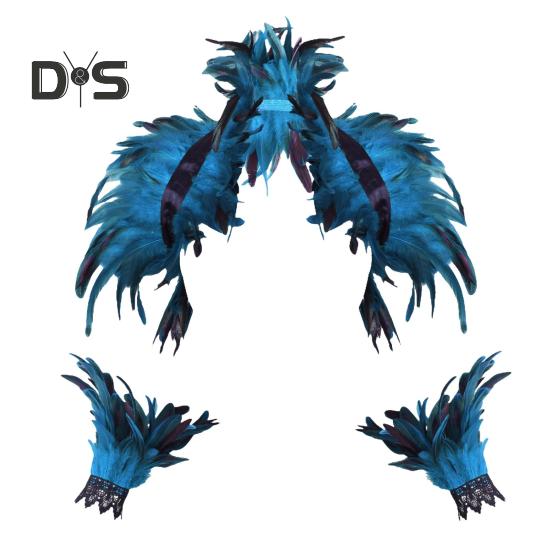 1 комплект поддельный воротник с кольцом на запястье готический стиль перьевая шаль — фото 17