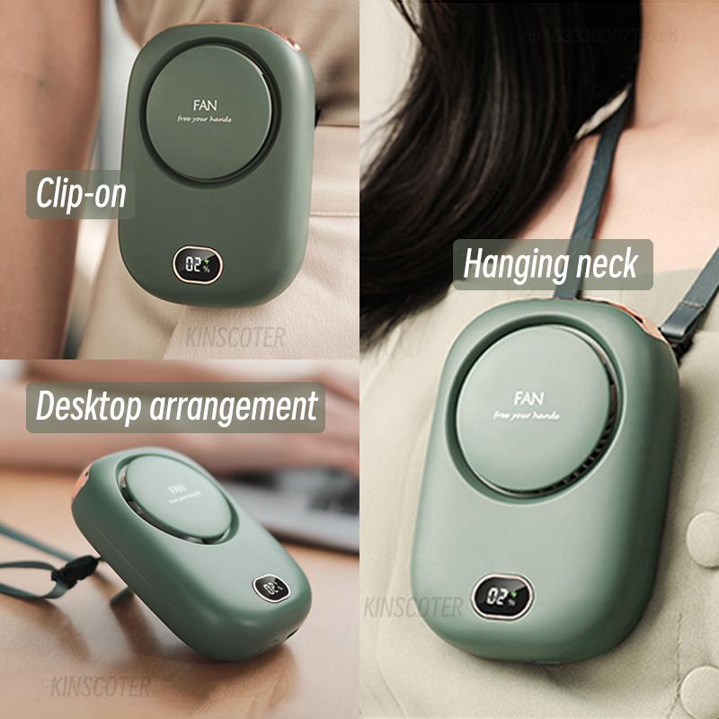 Portable Hanging Neck Fan Mini Cooling Waist Fans Bladeless USB Rechargeable Household Office Cooler Fan Outdoor Sports Travel