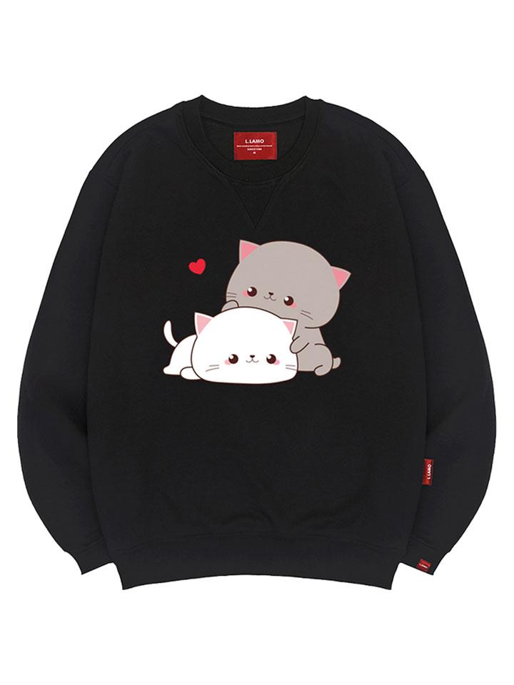 Ellamo Cute Couple Cat Sweatshirt Unisex Plus Size S~4Xl (Type A)