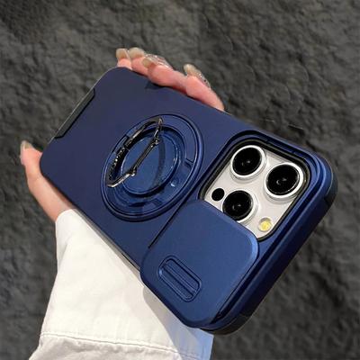 Wytrzymałe etui pancerne z magnetycznym uchwytem do iPhone 16 15 14 13 12 11 Pro Max Plus, przesuwana ochrona aparatu, hybrydowa osłona PC