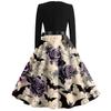 Women's Casual Fashion Halloween Printed Square Neck Vintage Dress