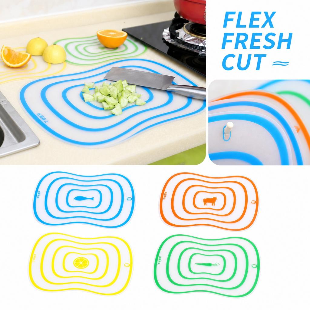 Medium Cutting Board - Frosted Plastic Flexible Chopping Board for Kitchen, Transparent and