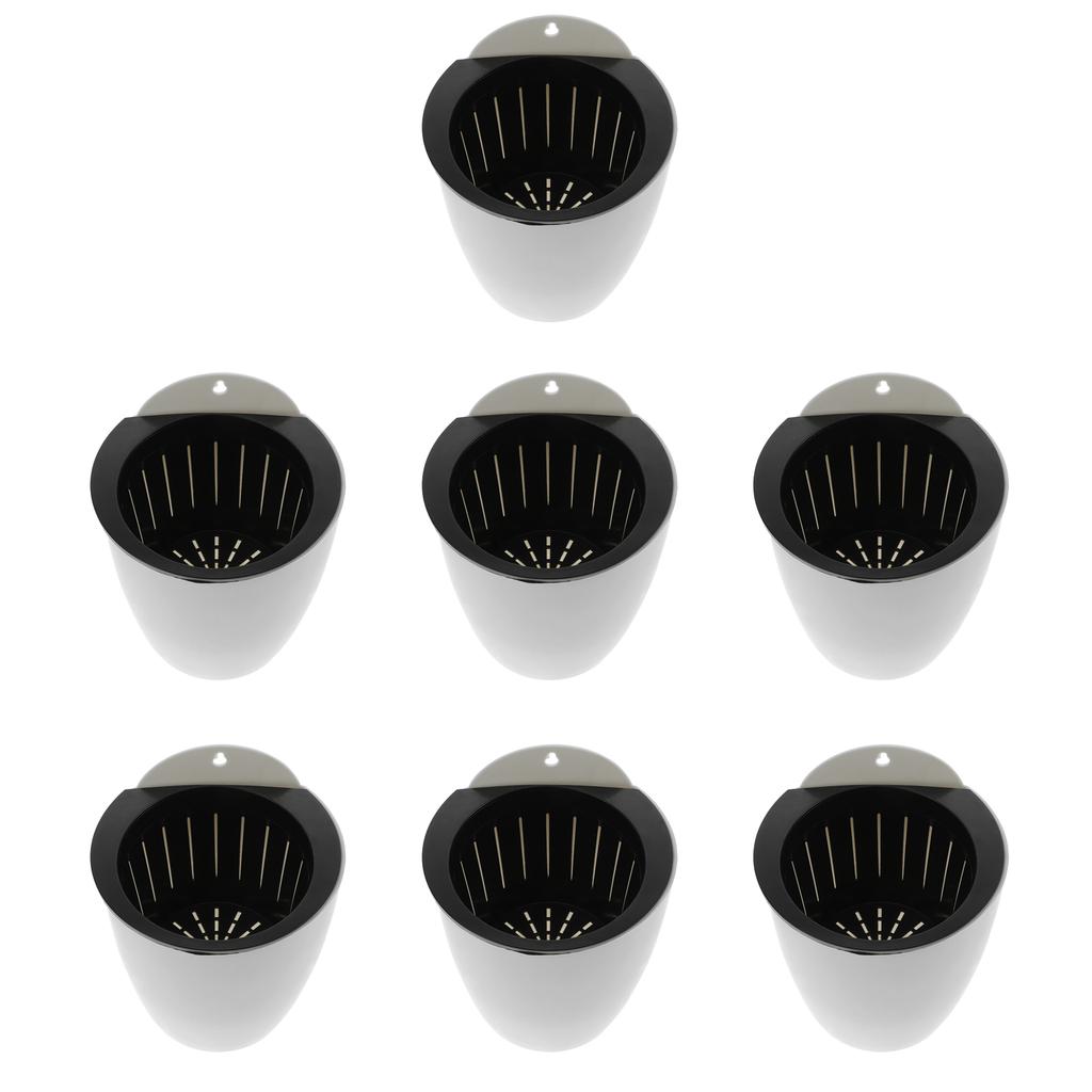 7 Pcs Wall mounted Self Watering Plastic Flowerpot Pots Planters For Outdoor Plants Container Round Flower Pot Succulents Herbs