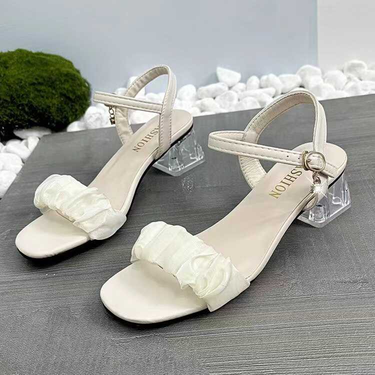 

Босоножки женские летние новая мода универсальные толстый каблук ремешок на одно слово средний каблук высокий каблук 40