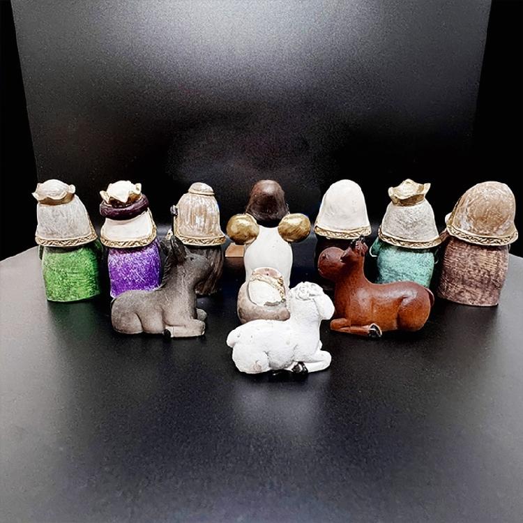 Festival 11Pieces Christmas Cute Resins Nativity Scene Miniature Figurines Set for Religious Holiday Collection Gift