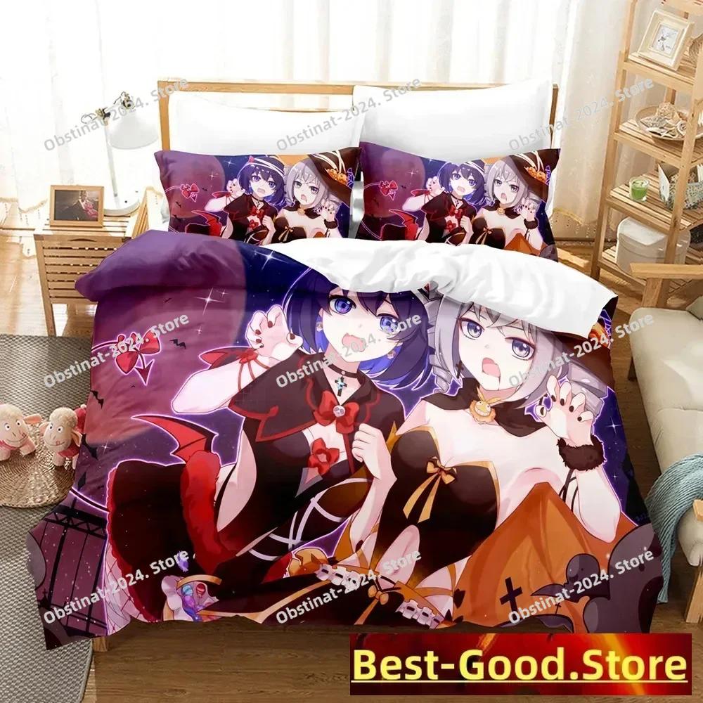 Honkai Impact 3 Bettwäscheset Einzelbett Twin Full Queen King Size Spiel Anime Bettset Aldult Kind Schlafzimmer Bettbezugsets 3D Druck 013