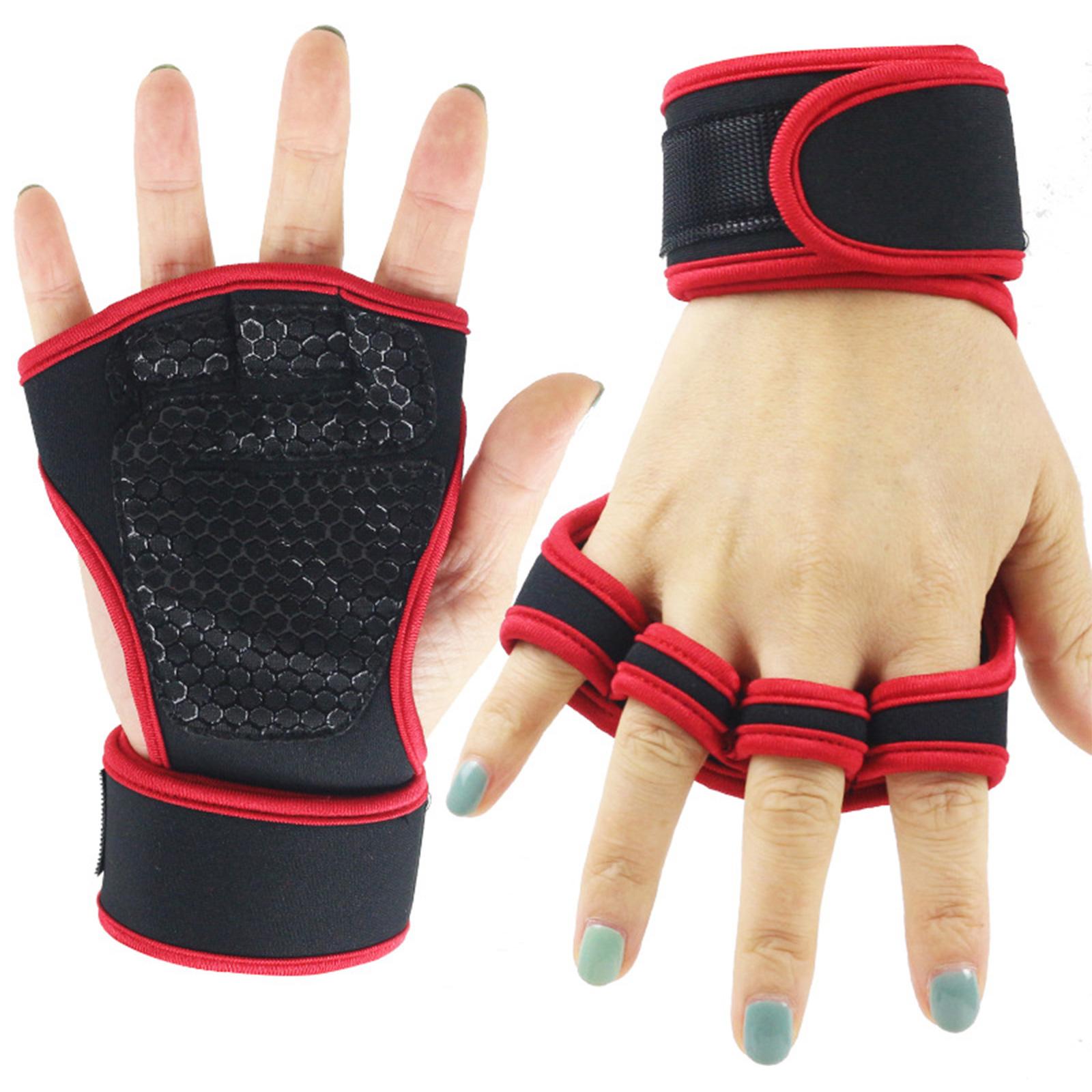 

Gym Gloves Fingerless Workout Gloves with Wrist Wraps Sports Gloves Weight Lifting Gloves for Men and Woman красный