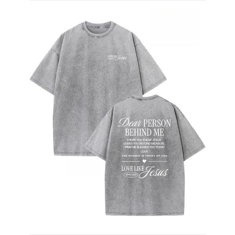 

Retro Artistic Design Featuring The Phrase Dear Person Behind Me on Both Sides, Made from Pure. This Drop Shoulder Men S Vintage Streetwear Top 5XL