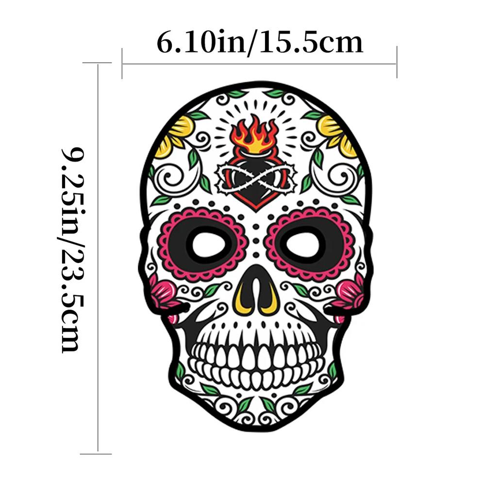 6-60PCS Halloween Colorful Skull Masks Mexican Day of The Dead Paper Mask Set for Party Masquerade Theme Decor DIY