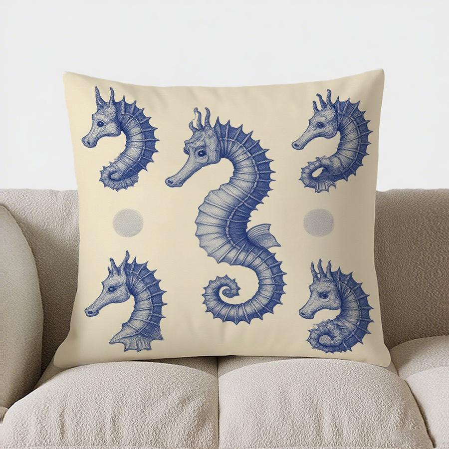 Home Decor Blue Starfish Pattern Decorative Throw Pillow Pattern Cushion Cover Suitable For Sofa Bedroom Car Pillow Cover