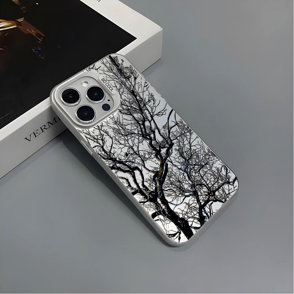 Sketch dead tree in spring Apple 13promax mobile phone case iPhone17 creative simple 16E anti-drop protective case