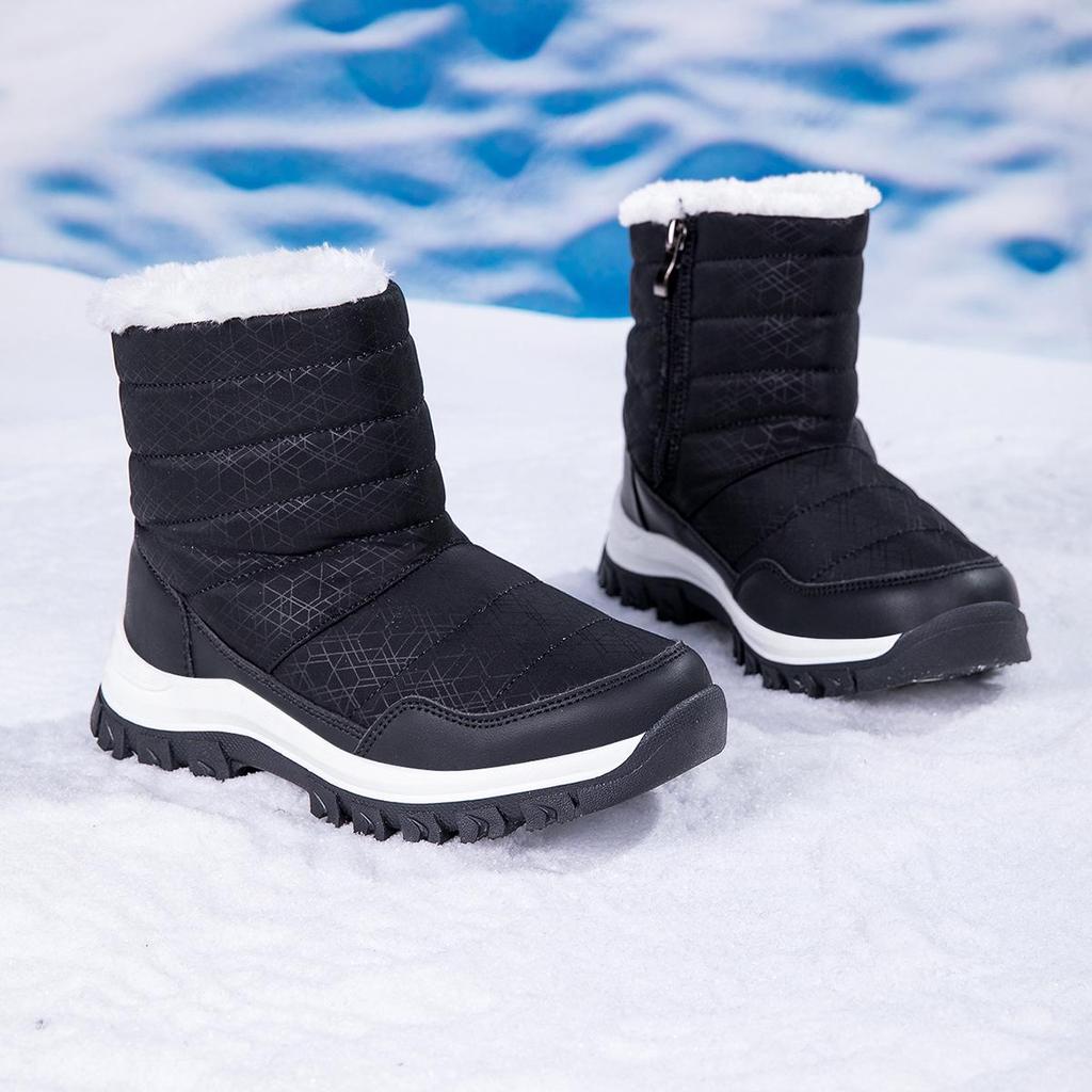 Women's Fleece-Lined High-Top Snow Boots - Warm, Thick, Plus Size Cotton Short Boots for Autumn/Winter Fashion