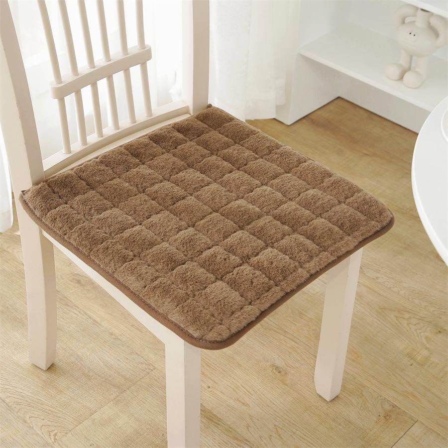2PCS Winter Plush Meal Chair Cushion Chair Cushion Thickened Solid Color Chair Cushion Office Seat Cushion 2PCS 40*40cm