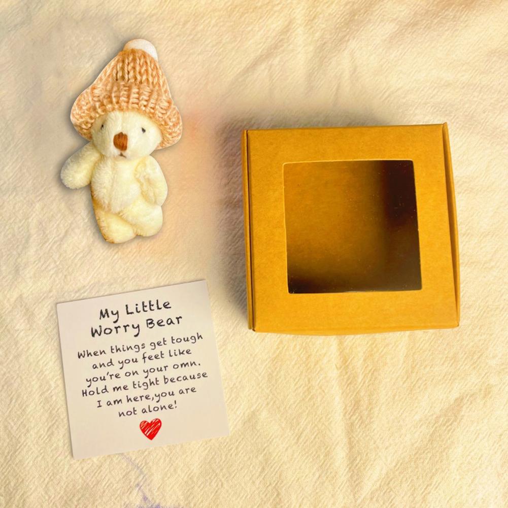 Handmade Mini Plush Teddy Bear In Box Little Pocket Bears Hug with Inspirational Emotional Card For Birthday Guests Party Gifts