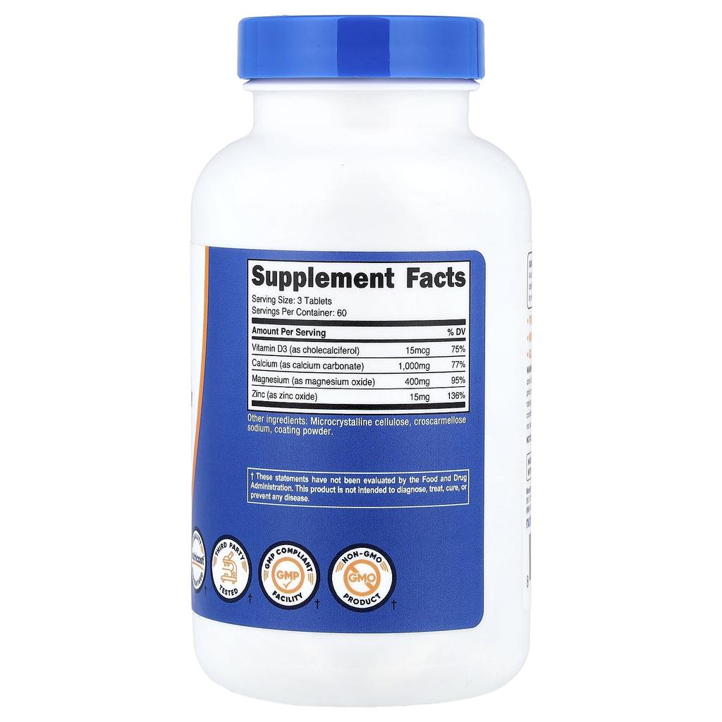 Nutricost, Calcium, Magnesium & Zinc, 180 Tablets