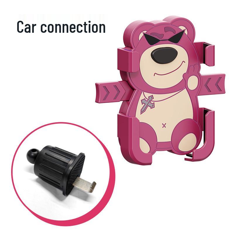 Cartoon Strawberry Bear Shockproof Phone Holder for Bikes and Motorcycles