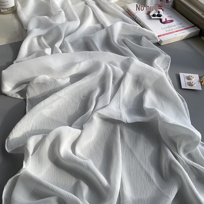 

2023 Натуральный мятый однотонный длинный шарф из крепированного шелка WJA14 175cm+