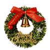 10Pcs/pack Golden Bells Home Party with Red Bows Mini Artificial Wreaths New Year Supplies Christmas