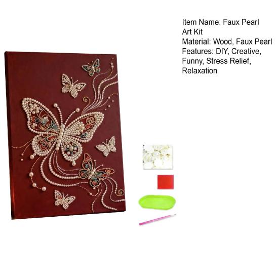 DIY 5D Faux Pearl Painting Kit Castle Butterfly Ocean Sunflower Plastic Pearl Art Kit for Adults Beginner Gemstone Art Craft for Gift Home Wall Decor