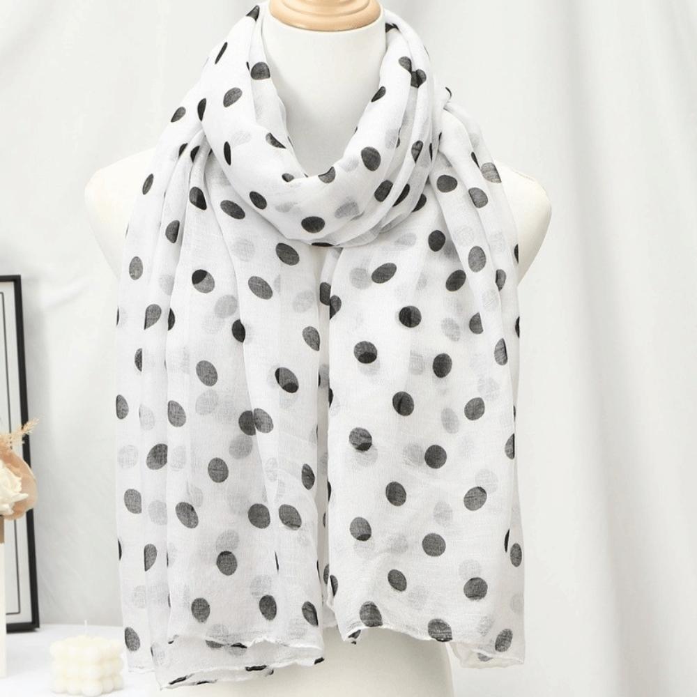 Versatile Polka Dot Shawl Lightweight Classic Pattern Headscarf New Style Cotton Long Scarf Travel