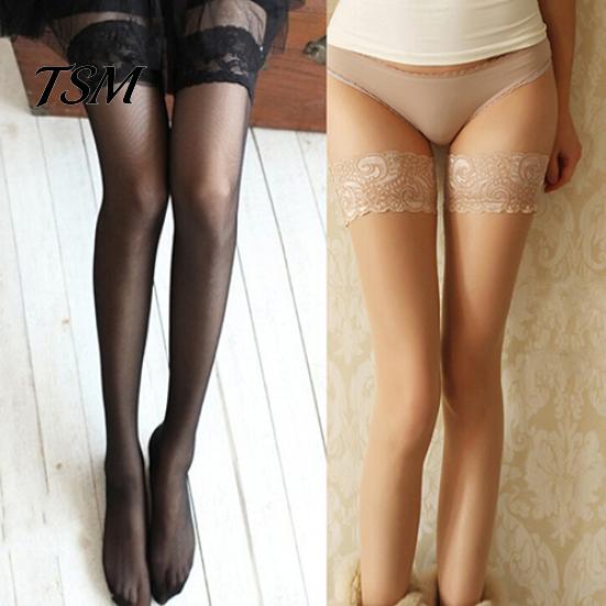 Women\'s Sexy Lace Top Silicon Strap Anti-skid Thigh Nightclub High Stockings
