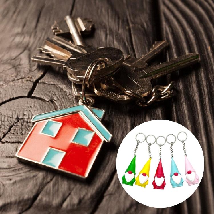 Christmas Keychain PLA Dwarf Ornament Gnome Figurine Pendant Keyring Accessory Festival Key Holder Decoration