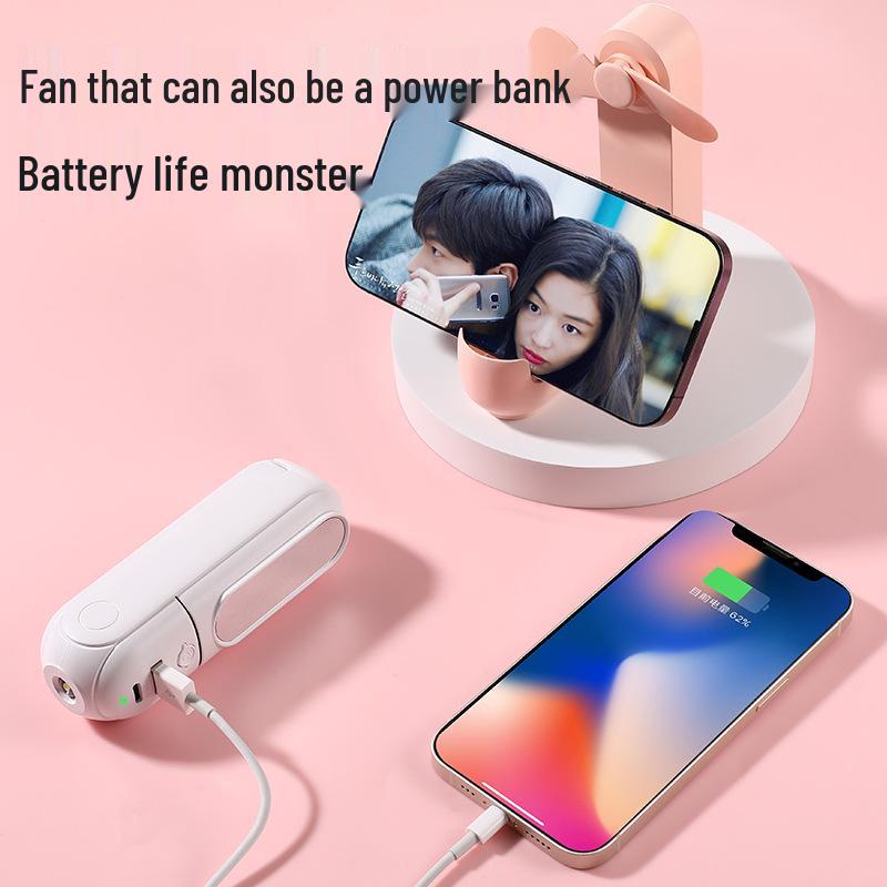 USB Rechargeable Portable Handheld Electric Fan & Power Bank Combo