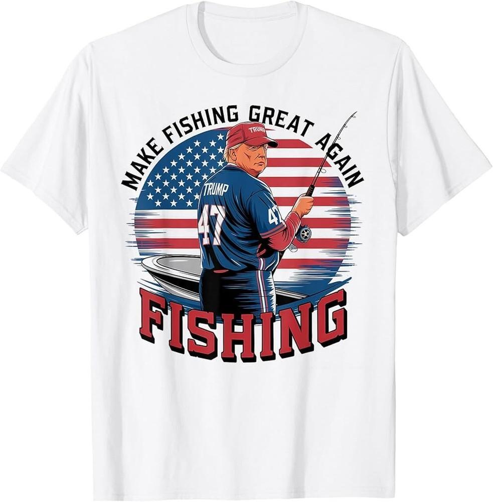 Make Fishing Great Again Funny Trump Fisher Game Vintage T-Shirt Unisex T-Shirt M