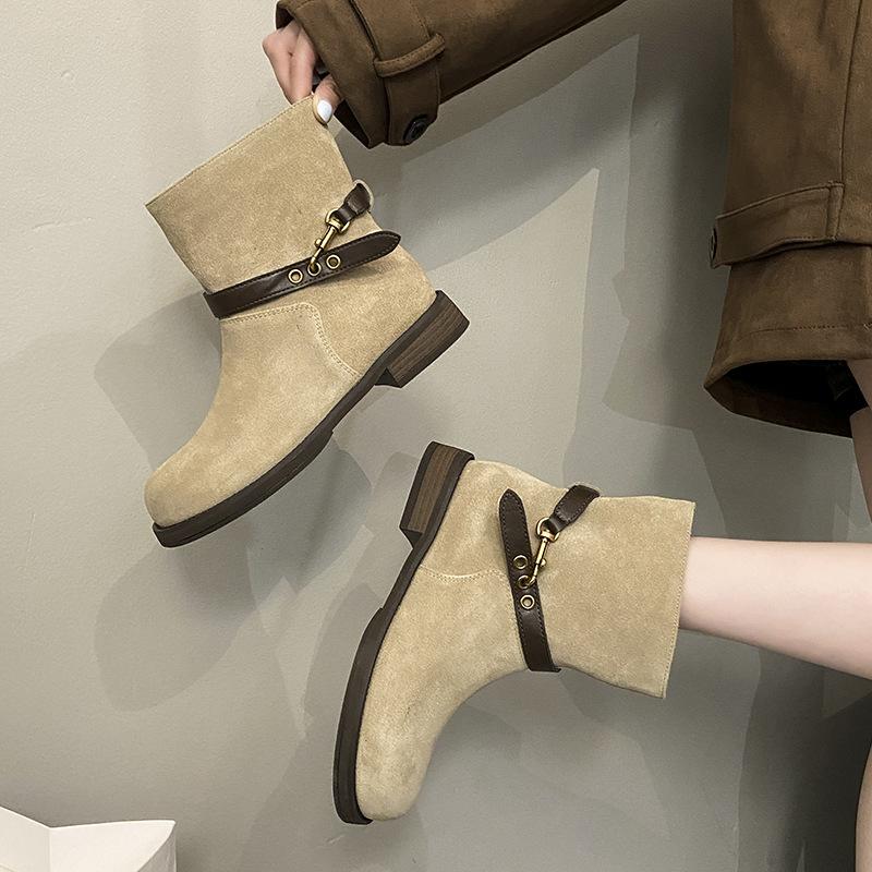 Flat-bottomed Versatile Martin Boots Women's 2025 New Autumn Women's Boots Women's Popular Short Boots Non-slip Soft Sole Not Tired Feet