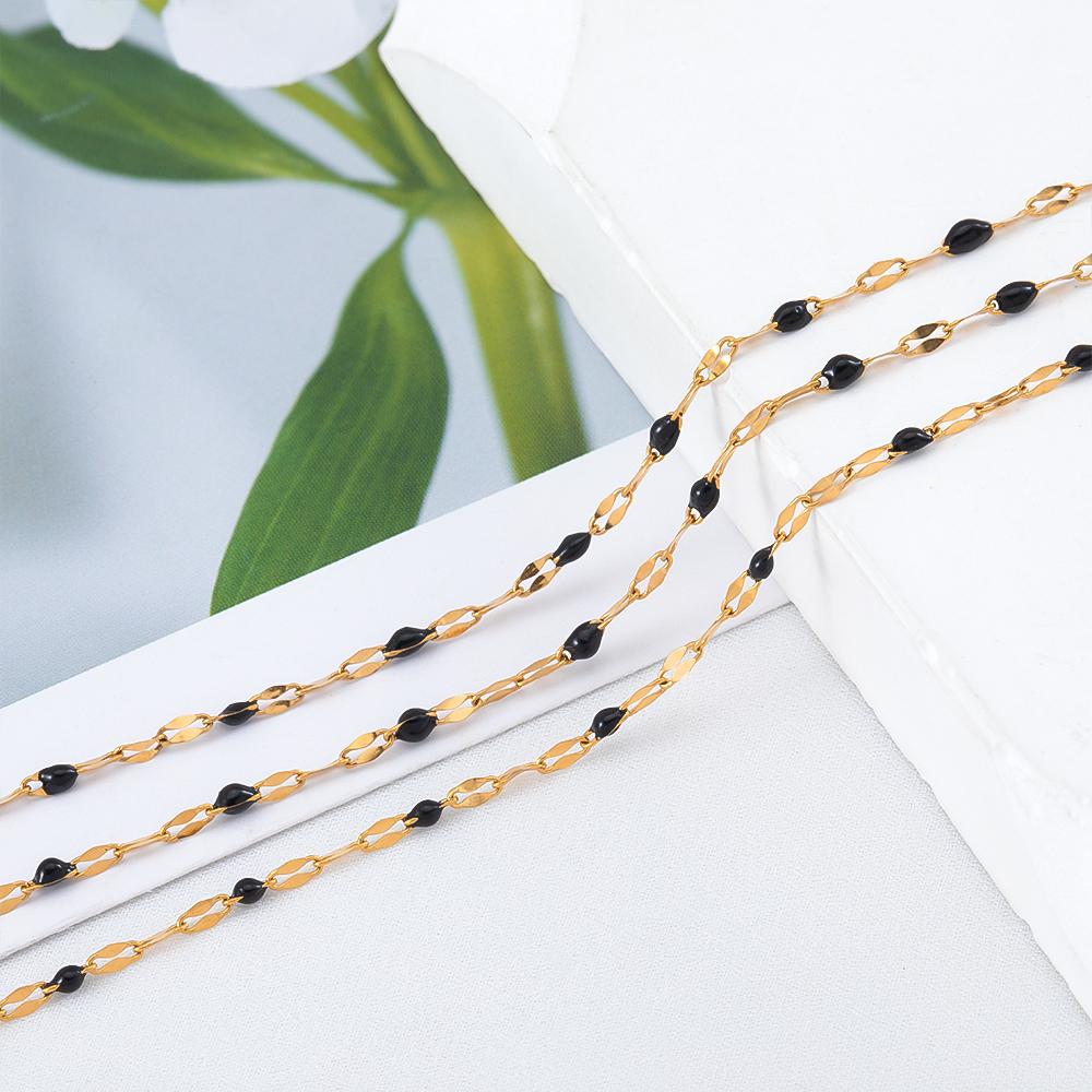 1Meter Colorful Enamel Heart Leaf Bead Chain Stainless Steel Gold Color Chain for DIY Clothing Jewelry Making Necklace Bracelet