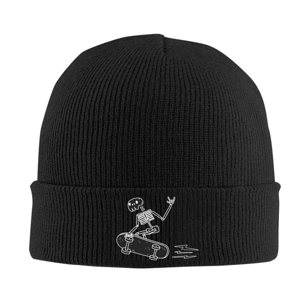 Cool Skeleton Skateboard Warm Knitted Cap Hip Hop Bonnet Hat Autumn Winter Outdoor Beanies Hats for Unisex Adult