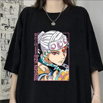 Anime Uzui Tengen Print Hip Hop Short Sleeve Men Women Fashion Summer Cool Casual Outdoor T Shirts Tops