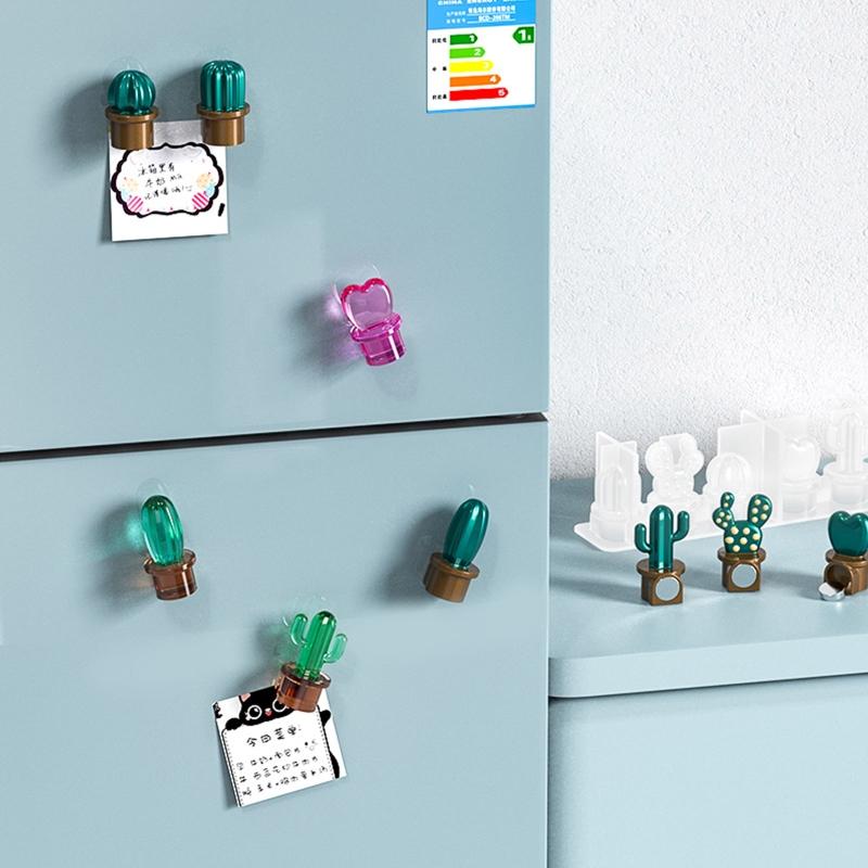 Cactus Refrigerator Sticker Silicone Mold Cute Magnets Decorative Refrigerator Magnets for Whiteboard and Fridge