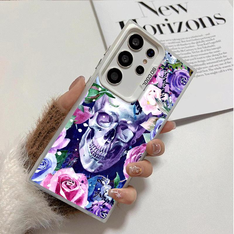 Floral Skull Flower Skeleton Shockproof Phone Case for Samsung Galaxy S26 Edge S25 Ultra S24 FE S23 Plus S21 Cover Anti Fall Fun