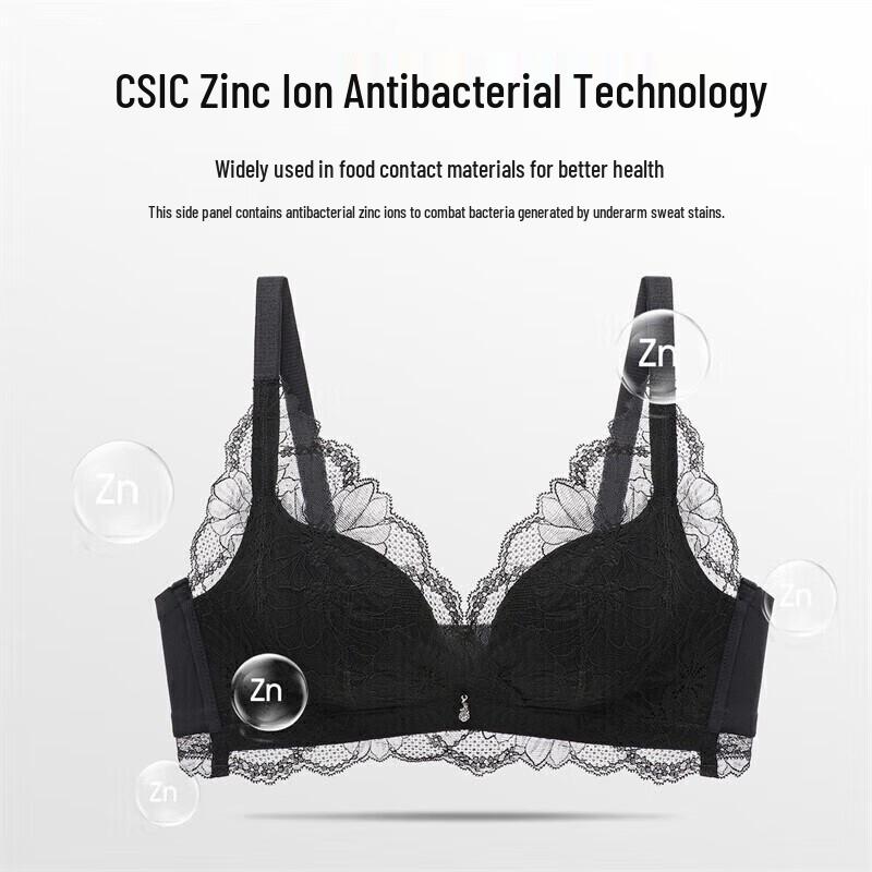 Oudifen Women's Wireless Push-Up Lace Antibacterial Bra (XB1533/XB1521)