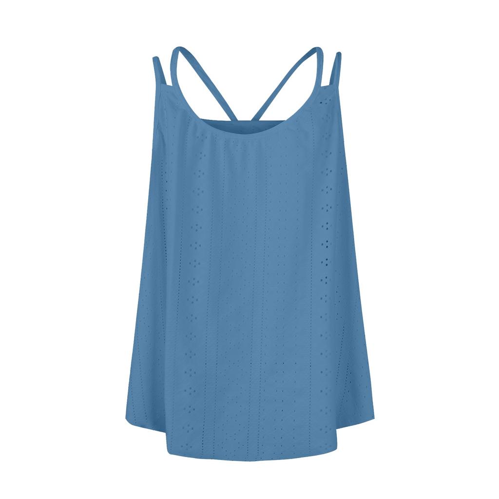 Women's Color Top Mesh Hollowed Out Sleeveless Vest T-shirt