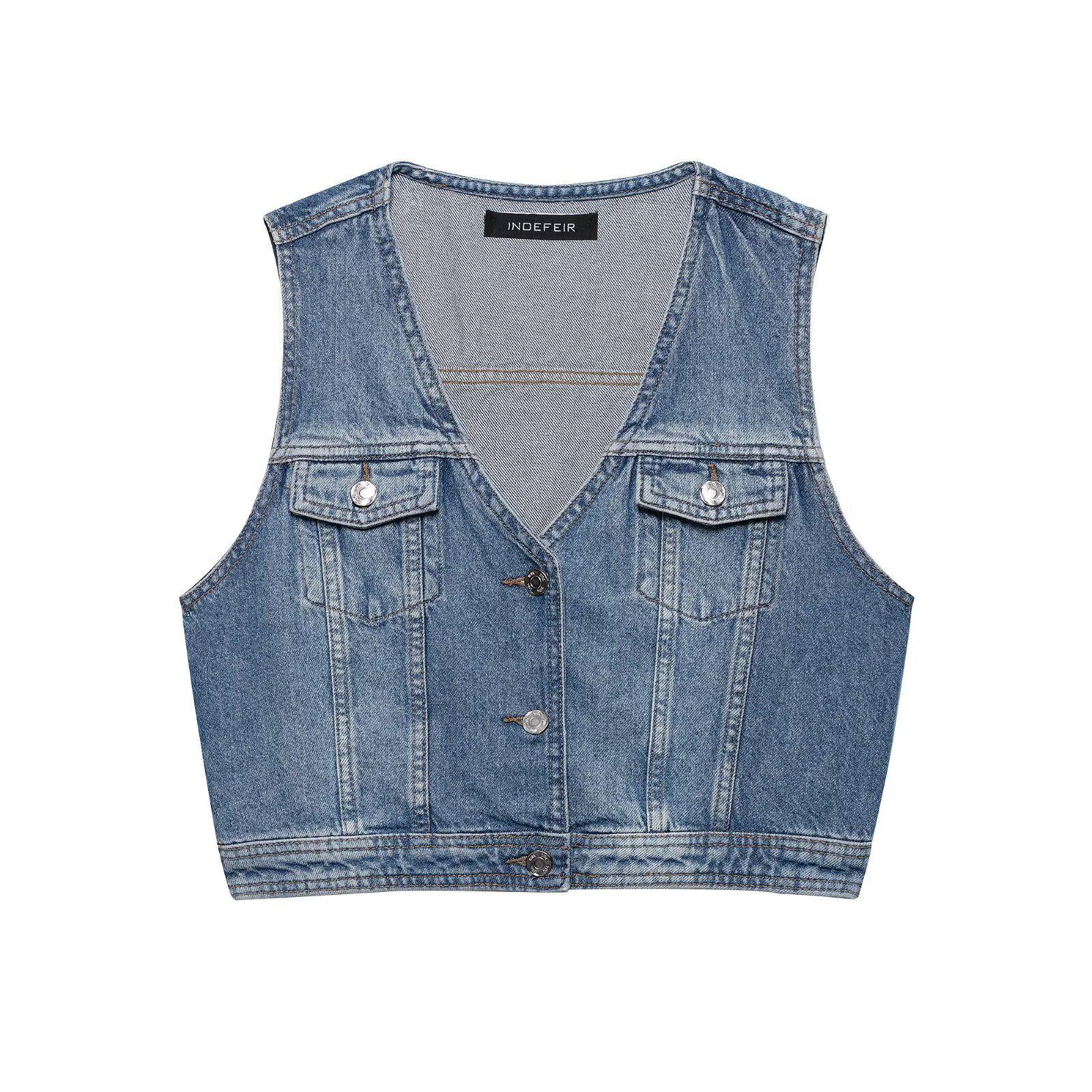

2025 Early Spring V-neck Single-Breasted Fashion Vest Extra Small