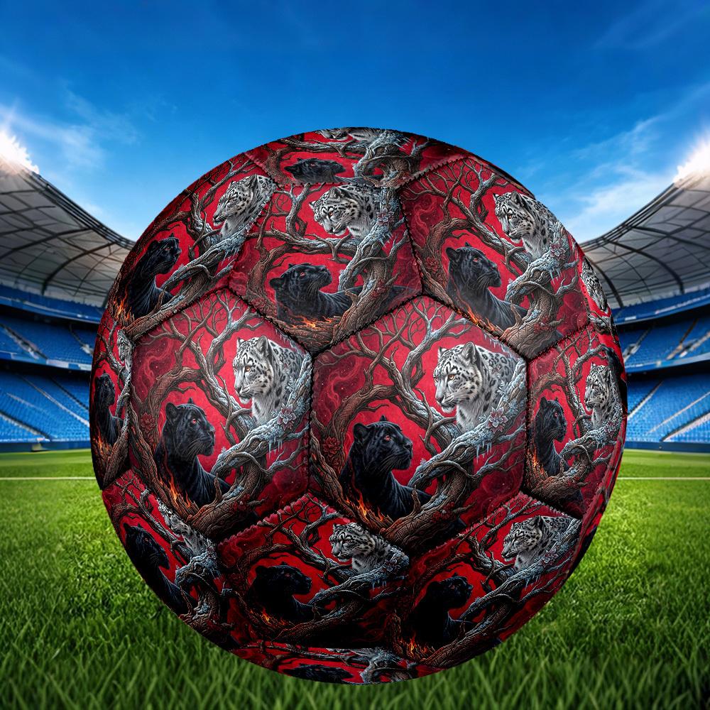 1pc Panther Snow Leopard Theme Soccer Ball Football, Size 5, Lightweight PVC, Durable Outdoor Training Soccer Ball, Gift m6148