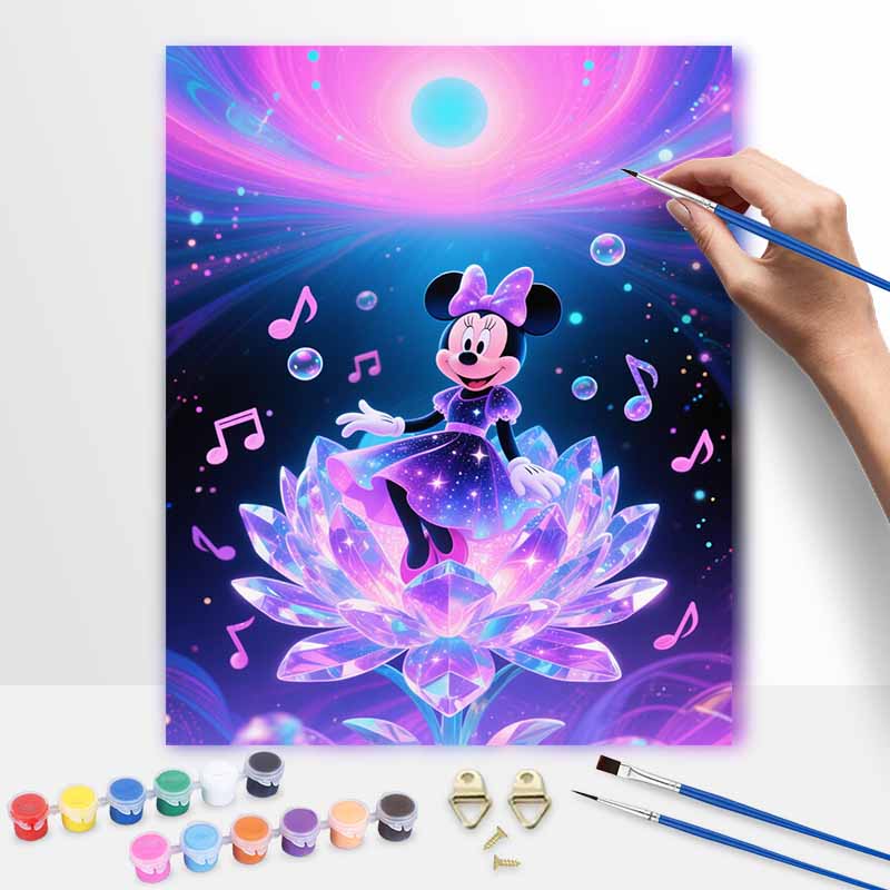 Disney Minnie Mouse Galaxy Musical Flower Digital Oil Painting Hand Painting Kit Diy Home Decoration