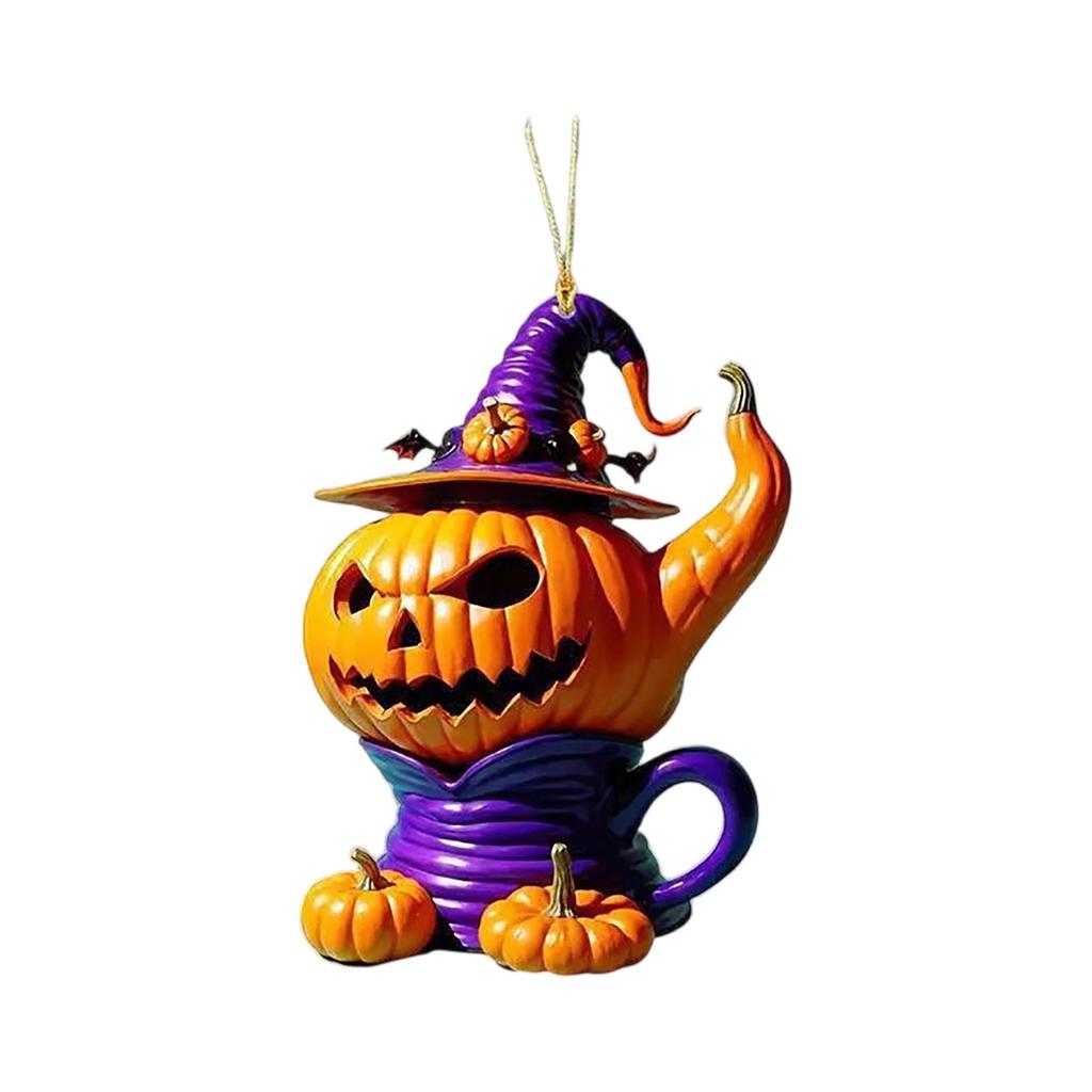 Halloween  Little Witch Festival Pendant Cross Border Acrylic Flat Car Decoration Pendant Home Hanging Accessory