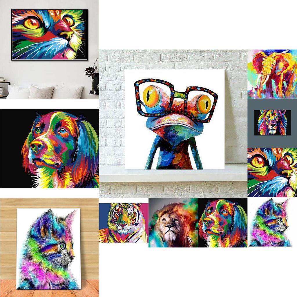 Vibrant Abstract Tiger And Lion Canvas Art For Modern Living Room Decor 40x30cm