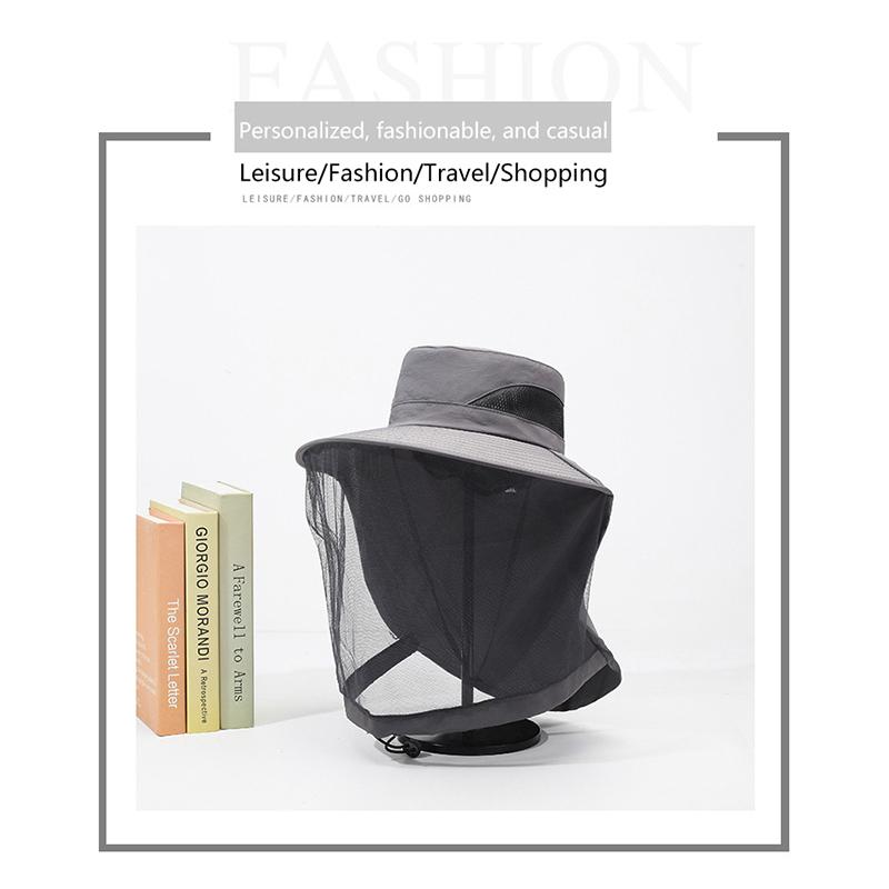 Chapeau Moustiquaire Pliable Unisexe avec Filet Caché Répulsif UV Protection Insectes Abeilles Visière Extérieure Chapeau Bob Casquette de Pêche