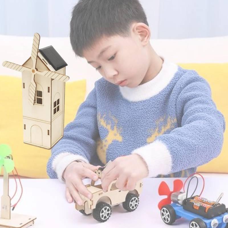 Solarbetriebene Windmühle DIY Holzhaus Bausatz für Kinder 7-14 Jahre Anpassbares Lernspielzeug