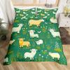 Cute Sheep Bedding Set Cartoon Animal Comforter Cover for Kids Flower Floral Print Duvet Cover Farm Zoo Garden Theme Quilt Cover