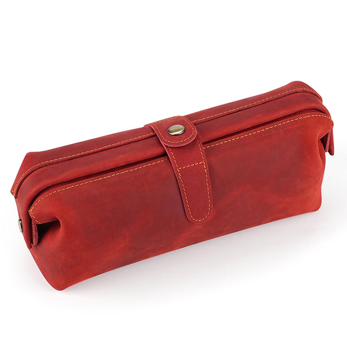 

First-Layer Cowhide Toiletry Bag Large-Capacity Cosmetics Lipstick Storage Bag Girls Clutch Bag Mobile PhoneBag Genuine Leather красный