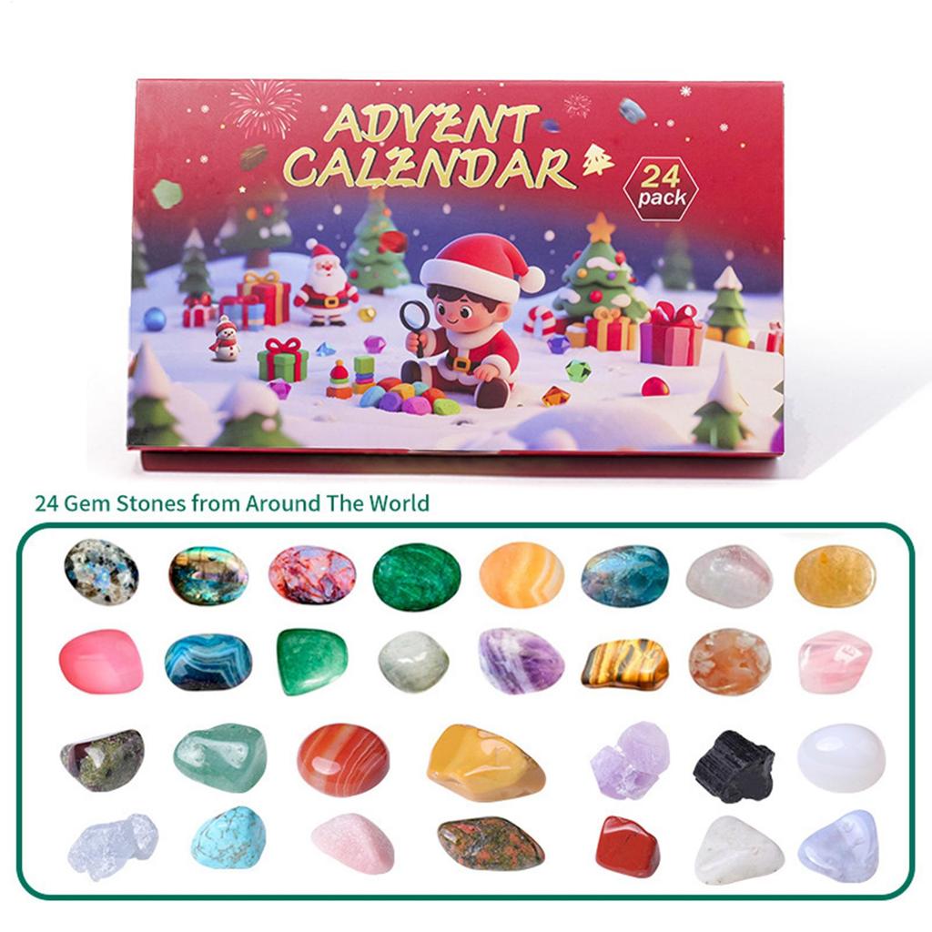 Christmas Calendar Countdown Crystal Calendar Rock Stone Digging Theme 24 Boxes Holiday Kids Girls Stocking Stuffers Party