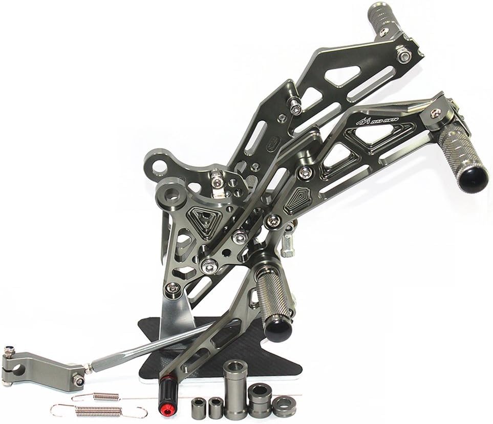 SUKIRACING Einstellbare CNC-Fußrasten hinten für Honda MSX125 Grau Passend für GROM JC61 (2013-2016) - - (Frühes Modell)