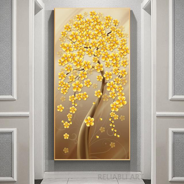 

Абстрактные роскошные цветы, холст, картина, белые цветы, богатое дерево, настенные художественные постеры, принты, гостиная, крыльцо, домашний декор, Cuadros 30cm×60cm NoFrame