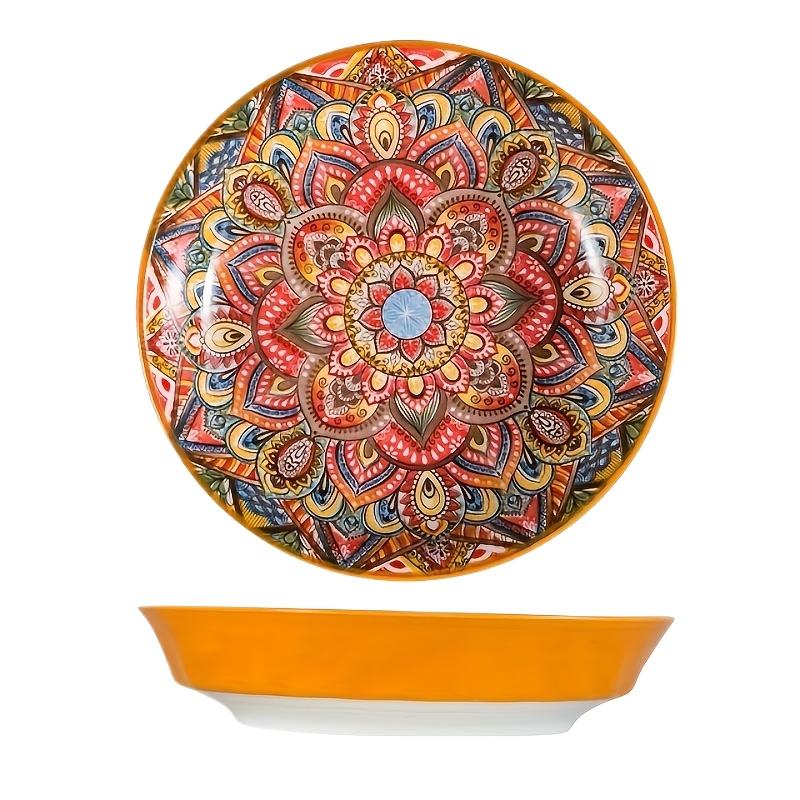 

Bohemian Ceramic Plate High Value Cross Border New Home Dish Under Glaze Deep Dinner Plate жовтий